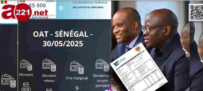 Levée de fonds: L'État du Sénégal mobilise 225,5 milliards Fcfa sur le marché 